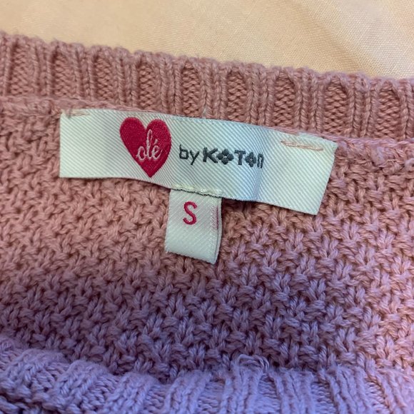 Koton Pink Cable Knit Sweater, Small - Picture 4 of 5